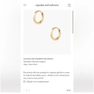 Sold. 14k cupcakes & cashmere Huggies hoops